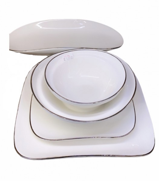 Premium Tafelservice EVRY Weiß-Silber 25-teilig