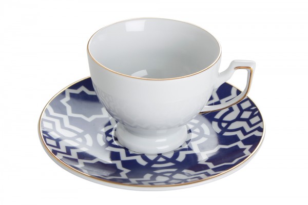 Tee-/Kaffeetasse mit Untersetzer 170ml Blau MOROCCO von Porland