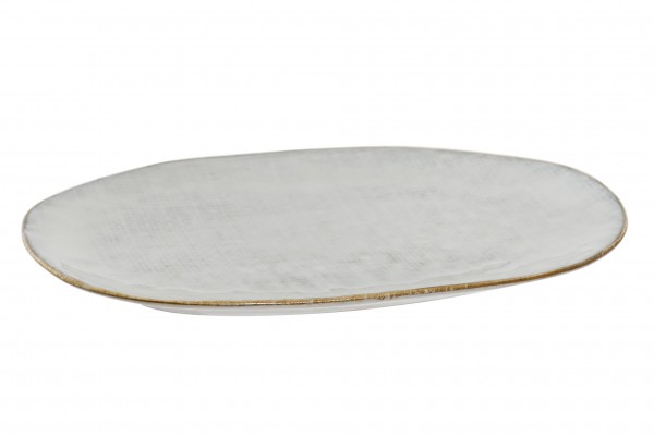 Servierplatte Weiß Steingut Emailliert 28x16x2,5cm