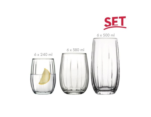 Pasabahce LINKA Gläser Set 240-380-500 ml 18-teilig
