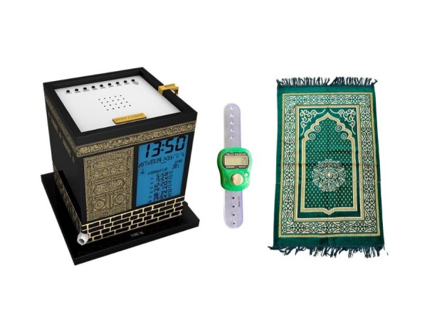 Mirac KAABA Adhan Gebetsuhr mit Zikirmatik und Gebetsteppich