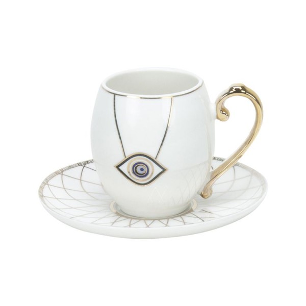 NAZAR Design Tee- und Kaffeetassen Weiß-Weiß 12-teilig 6 Personen Set