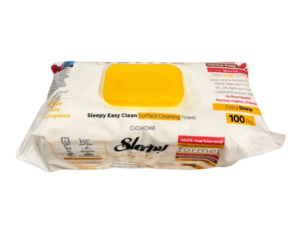 SLEEPY Easy Clean Reinigungstücher Feuchttücher mit Kräuterseifen-Zusatz 1-Pack 100 Blatt