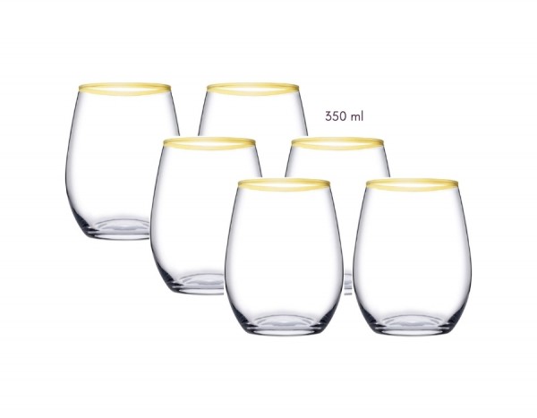 Pasabahce AMBER GOLD 420825 Weinglas Glas Kurz 350 ml 6er Set