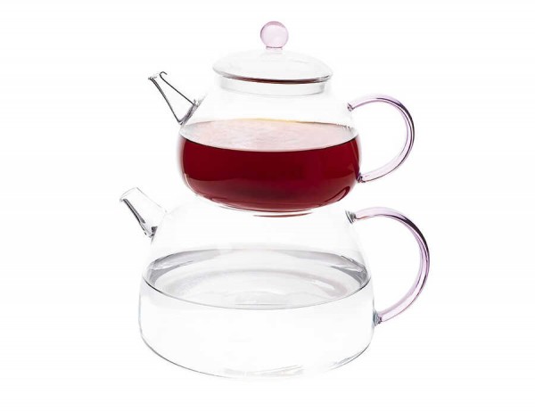 BELLO ROSA Glas Türkische Teekanne Groß Hitzebeständig 0,8 L - 1,8 L TantiToni