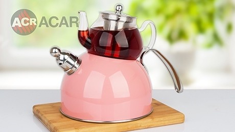 ROSA Türkische Pfeifende Teekanne Glaskanne 0,8 - 2,5 Liter ACAR