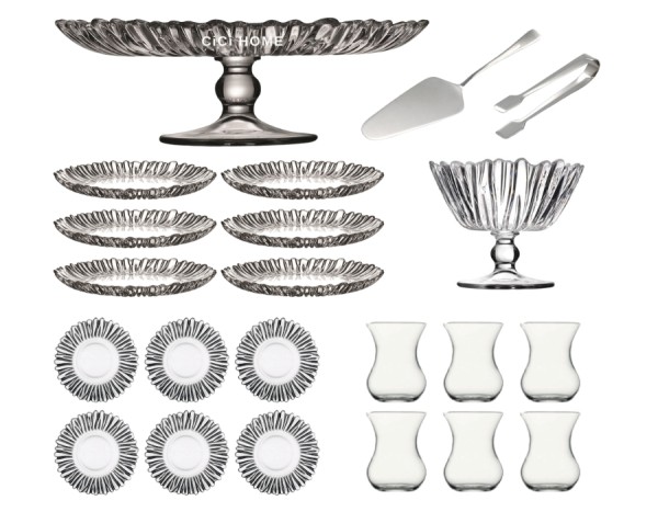 Pasabahce AURORA Geschenkset Tee- und Kuchenserivce 22-teilig