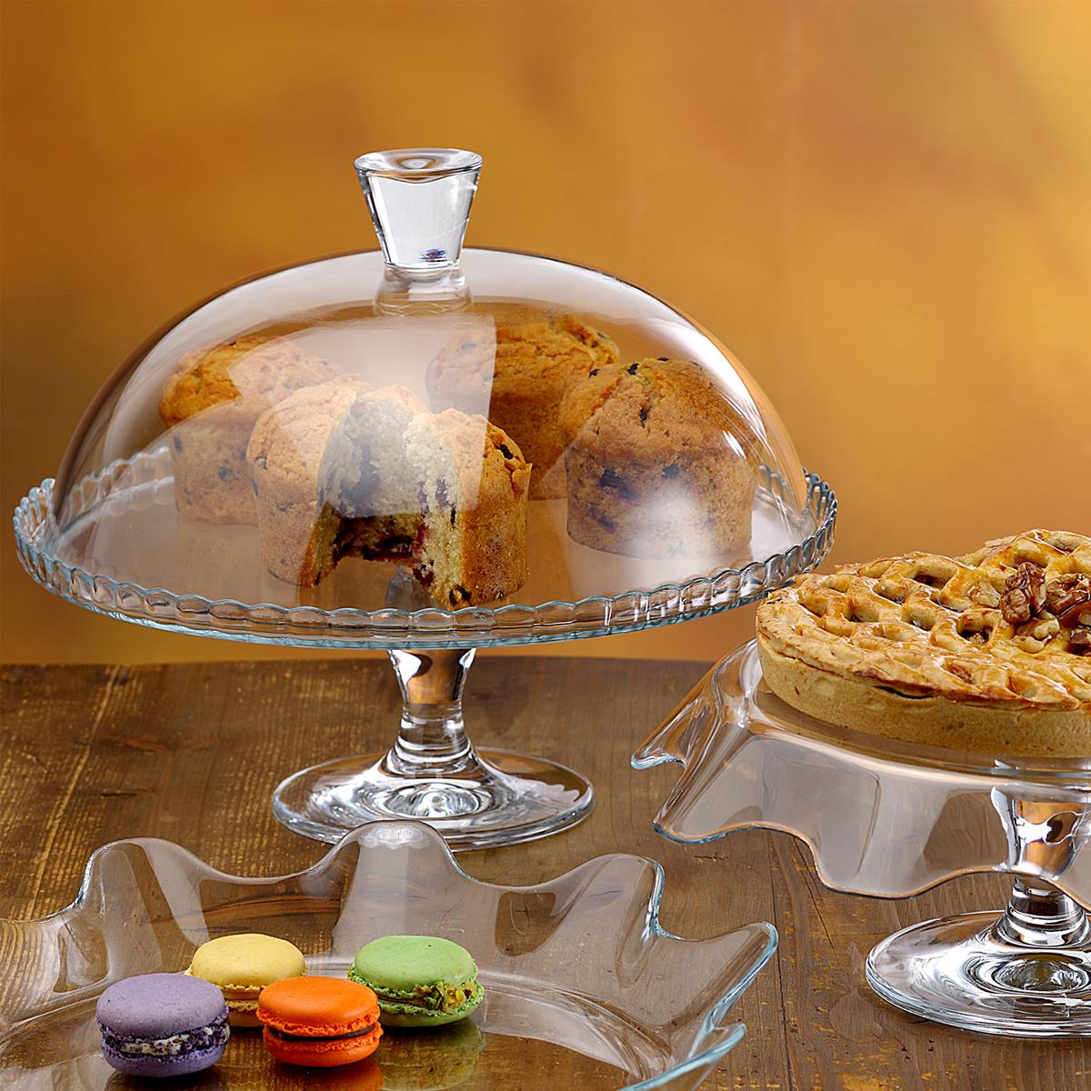 Pasabahce Patisserie 95200 Tortenplatte auf Fuß 32cm mit Deckel aus Glas