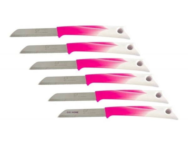 SOLINGEN Messer Obstmesser 6er Set Pink-Weiß