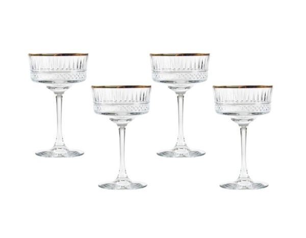Pasabahce ELYSIA GOLD 440436 Champagnerglas Sektschale Dessertglas 4er Set