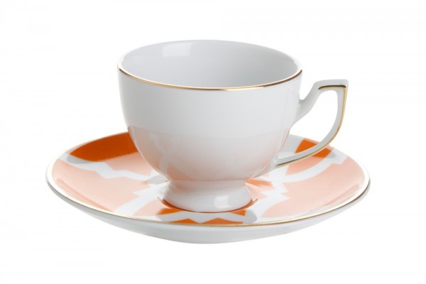 Tee-/Kaffeetasse mit Untersetzer Orange MOROCCO 170ml von Porland