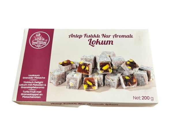 HACI BEKIR Premium Lokum mit Pistazien & Granatapfel 200 g
