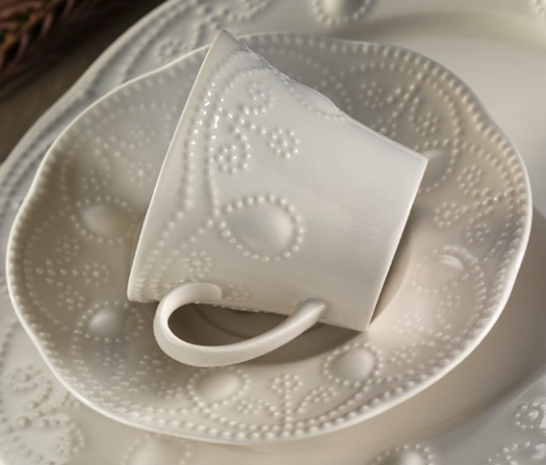 Kütahya Porselen FULYA Porzellan Teetassen Creme 6er Set 12-teilig