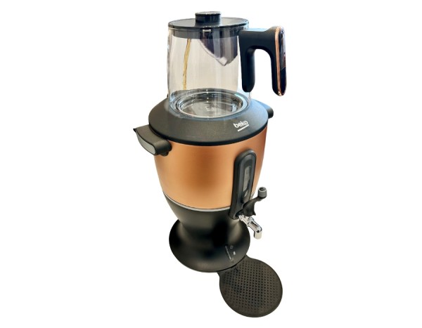 B-WARE - BEKO Samowar Teekocher Schwarz-KUPFER Glas Teekanne