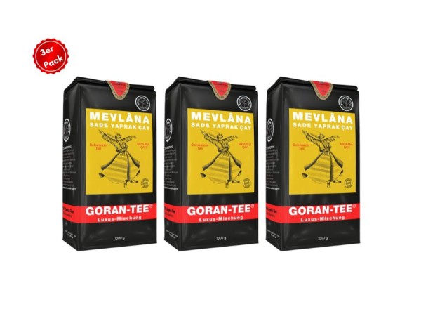 MEVLANA (3 Stück x 1 KG) Goran-Tee Schwarzer Blatt-Tee mit Bergamotte