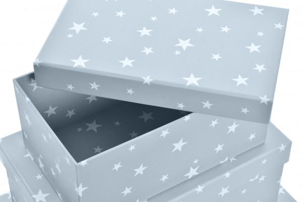 BOX SET 6 PAPERBOARD 41X28X18,5 STARS SKY BLUE